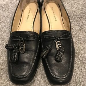 Etienne Aigner black leather flats. 7.5 M